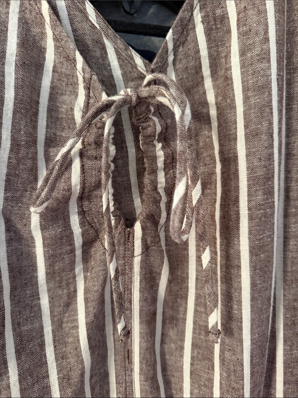 Lou&Grey Loft Sleeveless Brown Stripe Tie-Front Maxi Dress NWOT. This season M - Picture 6 of 9
